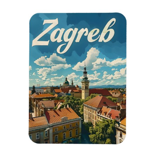 Zagreb Vintage reizen Magneet (Verticaal)