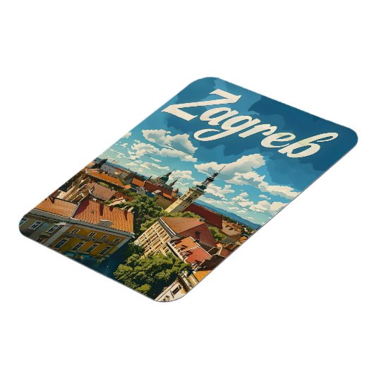 Zagreb Vintage reizen Magneet (Linkerzijde)