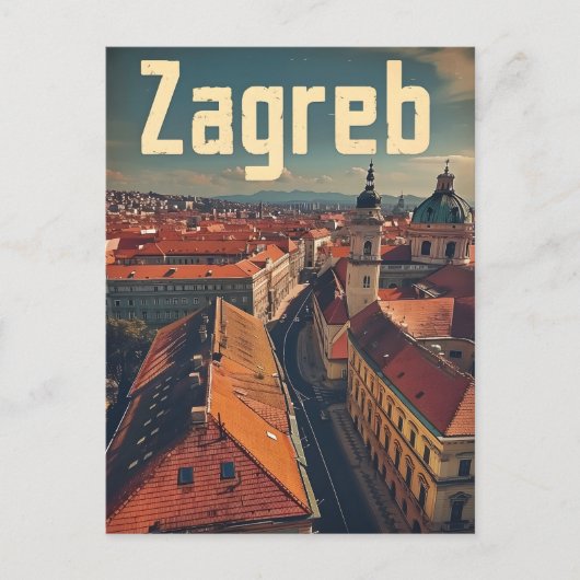 Zagreb Vintage Travel advertentie Briefkaart (Voorkant)
