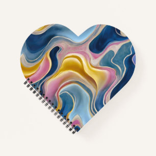 “Zahara”. Krullen van blauw, roze en zand Notitieboek