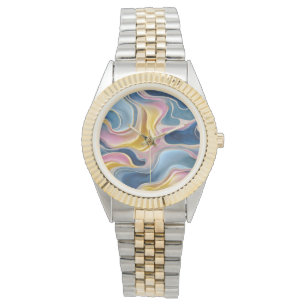 "Zahara". Swirls van blues, roze en zand Horloge