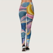"Zahara". Swirls van blues, roze en zand Leggings (Achterkant)