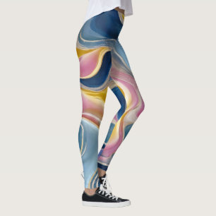 "Zahara". Swirls van blues, roze en zand Leggings