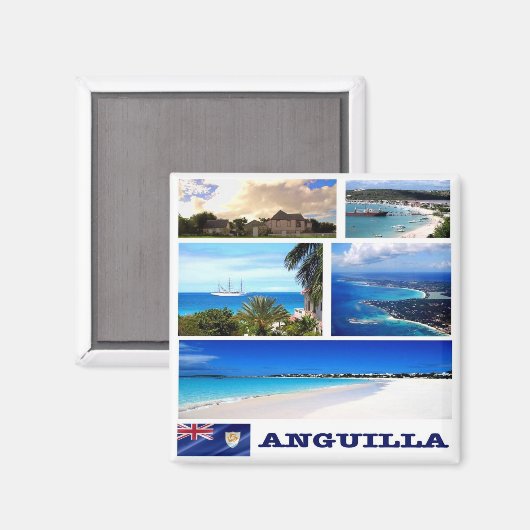 zAI003 ANGUILLA, Mosaic, Amerika, Fridge Magneet (Voorkant / Achterkant)