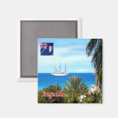 zAI004 ANGUILLA, Long Bay, Panorama, Fridge Magneet (Voorkant / Achterkant)