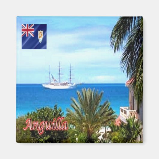 zAI004 ANGUILLA, Long Bay, Panorama, Fridge Magneet (Voorkant)