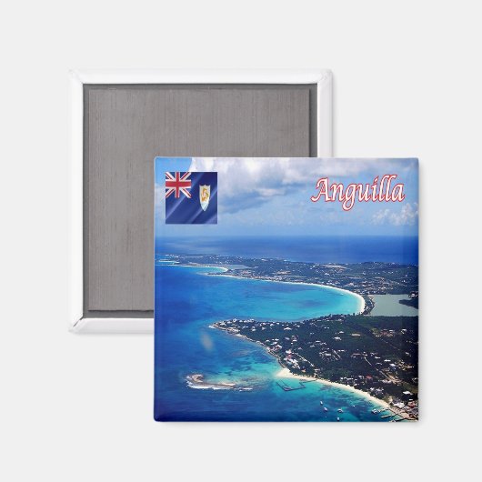 zAI007 ANGUILLA, Uitzicht vanuit de lucht, Fridge Magneet (Voorkant / Achterkant)