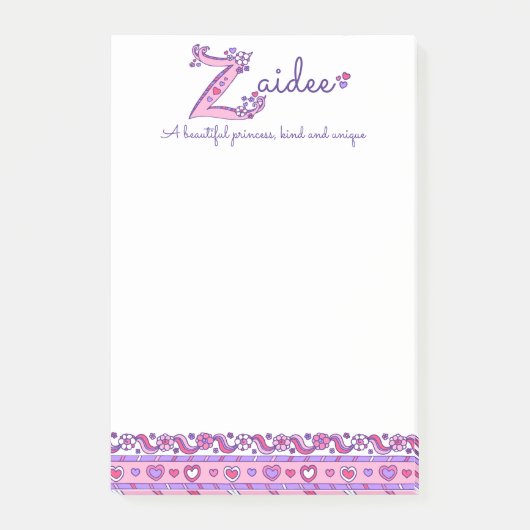Zaidee letter Z naam betekent roze paarse Post-it® Notes (Voorkant)