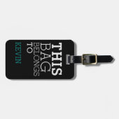 Zak Aandacht Naam Adres Gepersonaliseerd Zwart Bagagelabel (Voorkant horizontaal)