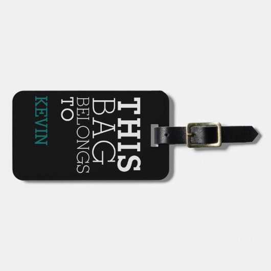 Zak Aandacht Naam Adres Gepersonaliseerd Zwart Bagagelabel (Voorkant horizontaal)