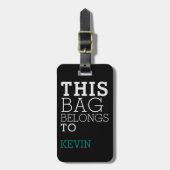 Zak Aandacht Naam Adres Gepersonaliseerd Zwart Bagagelabel (Voorkant verticaal)