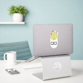 Zak frietjes schattige cartoon sticker (Laptop op bureau)