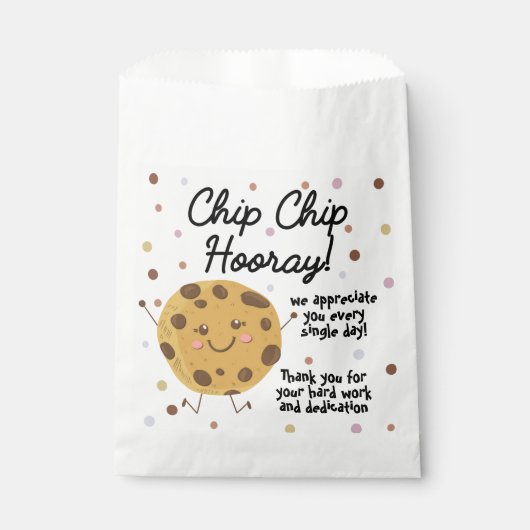 zak met chocoladekorrels chip chip hoera bedankzakje (Voorkant)