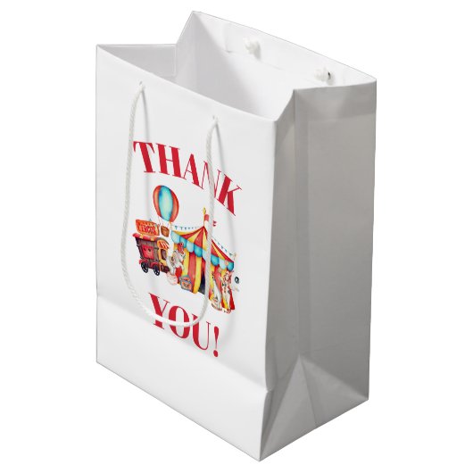 Zak met circusattributen als feestelijk afscheidsc medium cadeauzakje (Voorkant Gekanteld)