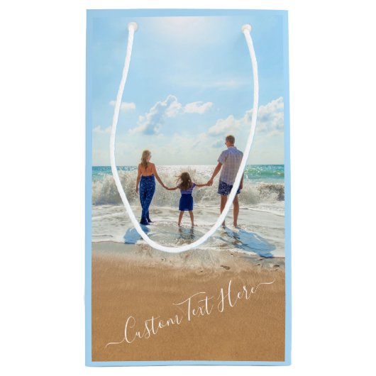 Zak met eigen foto en tekst als cadeau klein cadeauzakje (Achterkant)