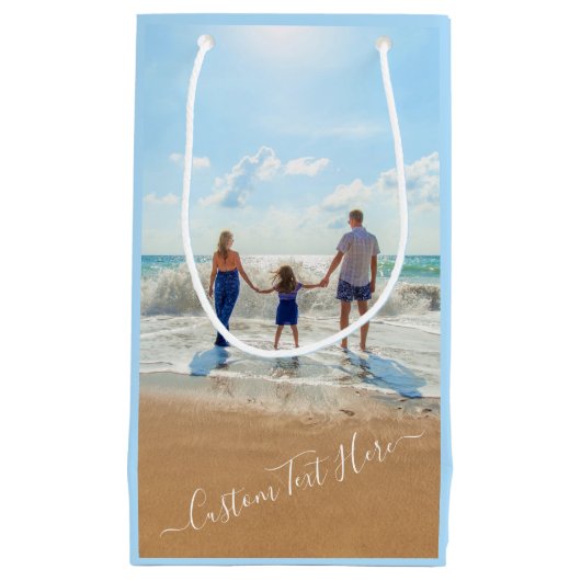 Zak met eigen foto en tekst als cadeau klein cadeauzakje (Voorkant)