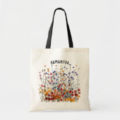 Zak met eigen wilde bloemen, verjaardagscadeau voo tote bag (Voorkant)