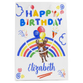 Zak met Ezel Verjaardags Cadeau in Wit Medium Cadeauzakje (Voorkant)