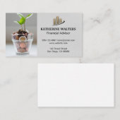 Zak met geld | Wissel plant | Staafdiagram Visitekaartje (Voorkant / Achterkant)