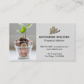 Zak met geld | Wissel plant | Staafdiagram Visitekaartje (Voorkant)