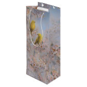 Zak met gele vogels wijn cadeautas (Achterkant Gekanteld)