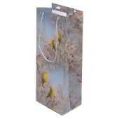 Zak met gele vogels wijn cadeautas (Voorkant Gekanteld)