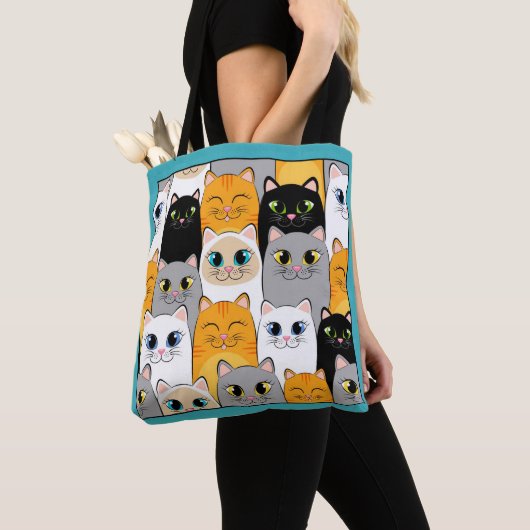 Zak met gelukkige katten tote bag (Dichtbij)