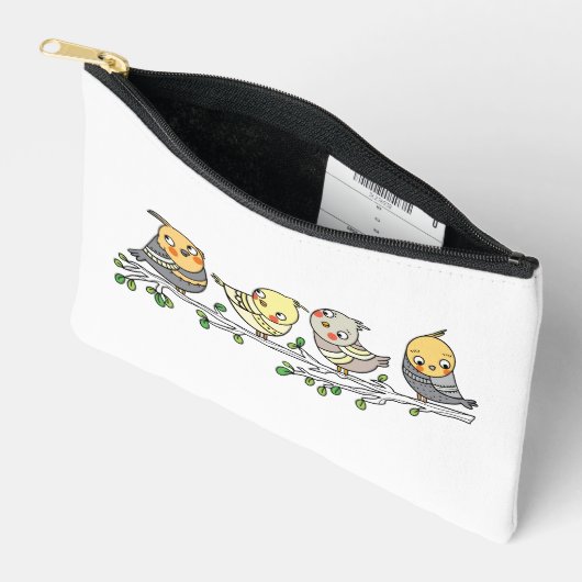 Zak met leuke cartoon vogels, Adorable Vogel Illus Etui (Open)