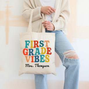 Zak met sfeer van het eerste leerjaar Retro cadeau Tote Bag