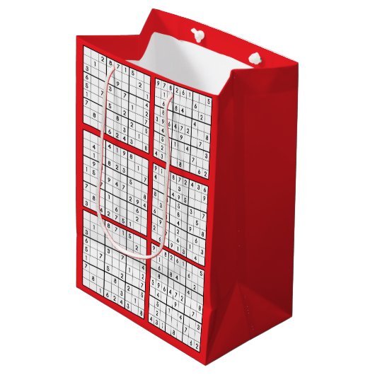 Zak met Sudoku-puzzelontwerp als cadeau Medium Cadeauzakje (Voorkant Gekanteld)