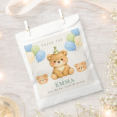 Zak met verjaardagsfavorieten voor teddybeer bedankzakje (Geknipt)