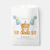 Zak met verjaardagsfavorieten voor teddybeer bedankzakje (Voorkant)