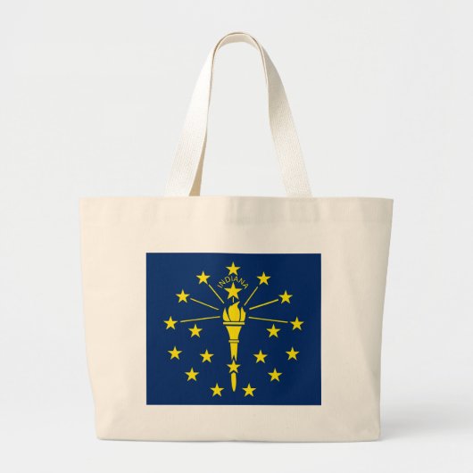 Zak met vlag van Indiana State - Verenigde Staten Grote Tote Bag (Voorkant)