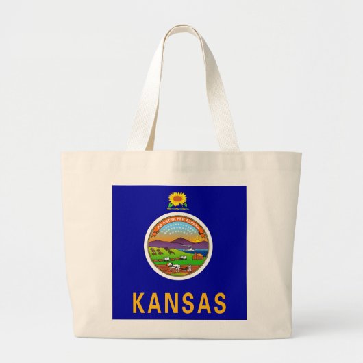 Zak met Vlag van Kansas State - USA Grote Tote Bag (Voorkant)