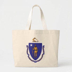 Zak met Vlag van Massachusetts State - Verenigde S Grote Tote Bag