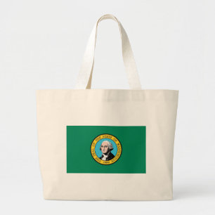 Zak met Vlag van Washington State - USA Grote Tote Bag