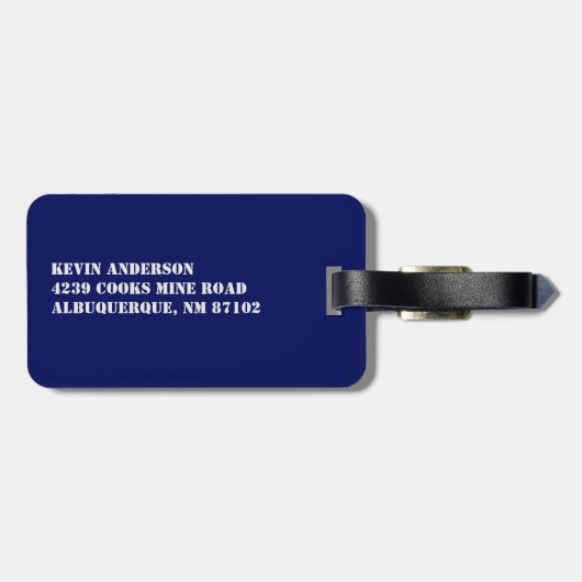 Zak Naam Naam Adres Gepersonaliseerd Blauw Bagagelabel (Achterkant horizontaal)