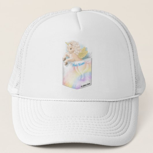Zak regenboog eenhoorn trucker pet (Voorkant)