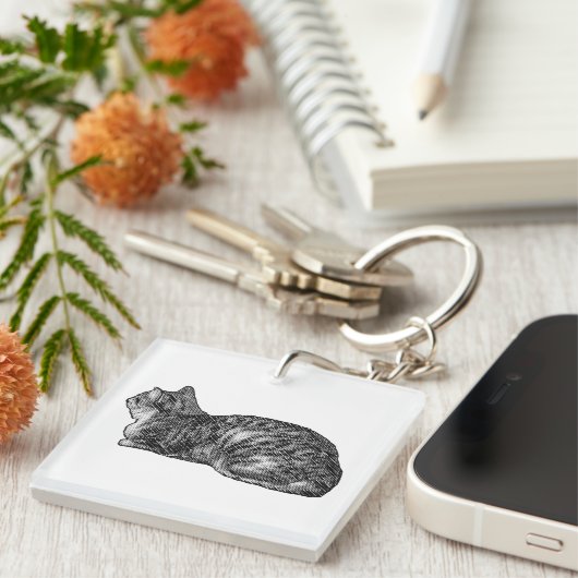 Zak tabby, ingetrokken poten sleutelhanger (Voorkant Rechts)