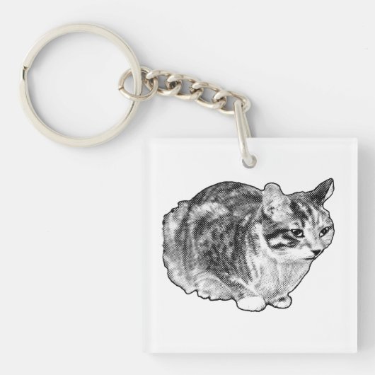 Zak tabby met feestelijke spikkels sleutelhanger (voorkant)