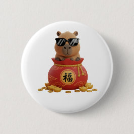 Zak van de Geluksbrenger Capybara Chinees Nieuwjaa Ronde Button 5,7 Cm