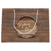 Zak van rustiek houten vat voor huwelijksgunst groot cadeauzakje (Voorkant)