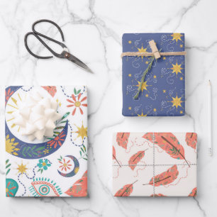 Zak vol Glitters Boho Inpakpapier Vel