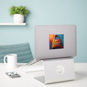 Zak vol kennis sticker (Laptop op bureau)