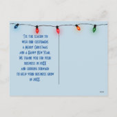 Zakblauw kerstversiering feestdagenkaart (Achterkant)