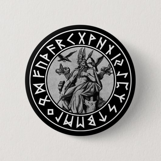zakdoekje Odin Shield on Blk Ronde Button 5,7 Cm (Voorkant)