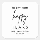Zakdoekjes voor gelukkige tranen bij een trouwfees vierkante sticker (Voorkant)