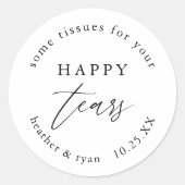 Zakdoekjes voor je geluk tranen Trouwzakdoekjes Fa Ronde Sticker (Voorkant)