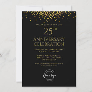 Zakelijk 25e Jubileum zwart goud Kaart