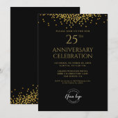 Zakelijk 25e Jubileum zwart goud Kaart (Voorkant / Achterkant)